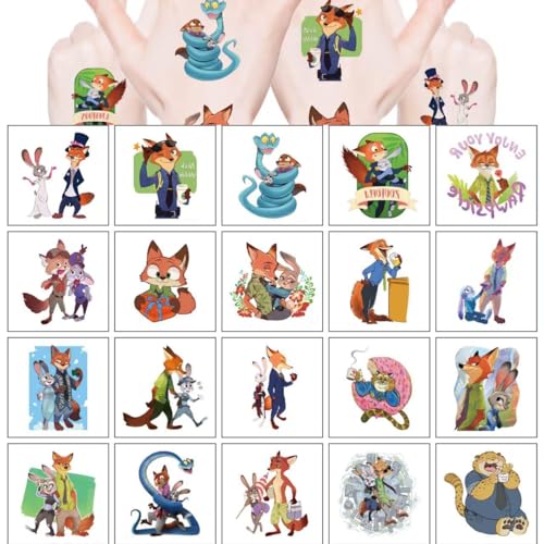 20 Pack Zootopia Temporary Tattoos for Kids & Teens Birthday Party Favors