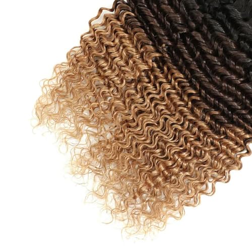 Freiuoke 300g T1B427 Deep Wave Human Hair Bundles Honey Blonde & Black 12-16 Inch