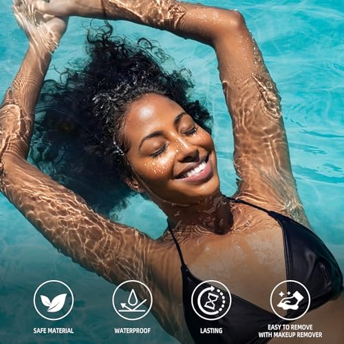 Gold Glitter Freckle Face Tattoos, 10 Sheet Sparkle Patches