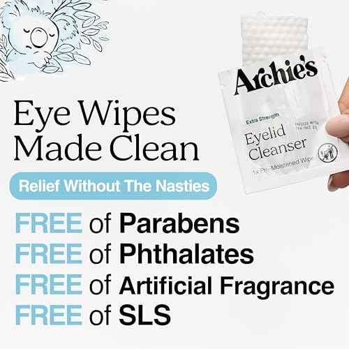 Archie's Remedies Eyelid Wipes and Lid Scrub - 30 Pre-Moistened Wipes - Australian Tea Tree Oil, Paraben-Free, SLS-Free, Phthalate-Free, Ideal for Sensitive Skin and Daily Eye Care