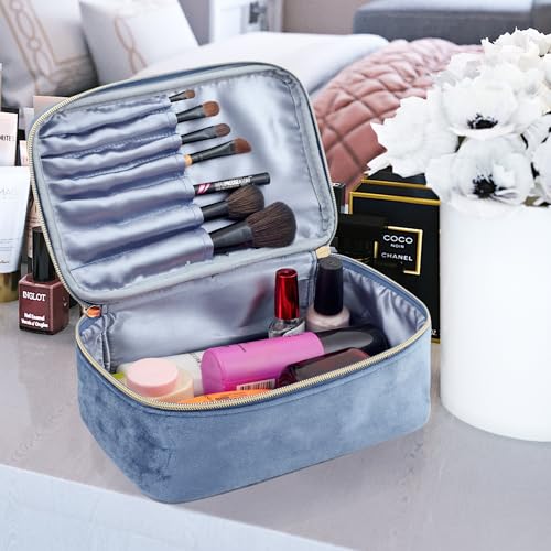KOPY Velvet Makeup Bag - Large Travel Organizer with Handle