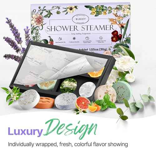 Shower Steamers Aromatherapy BLRIET 8 Pack Gifts for Women Stocking Stuffers Birthday Christmas White Elephant Gifts for Adults Her Mom Him Home Spa Gym Natural Essential Oil Travel Essentials