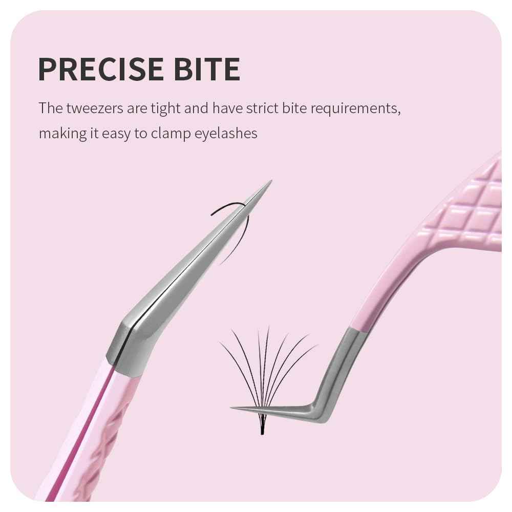 ANNAFRIS Eyelash Extension Tweezers,Fiber Tip Grip Boot Volume Lash Tweezers,Professional Pointed Lash Extension Tweezers for Easy Lash Application and Removal-F01
