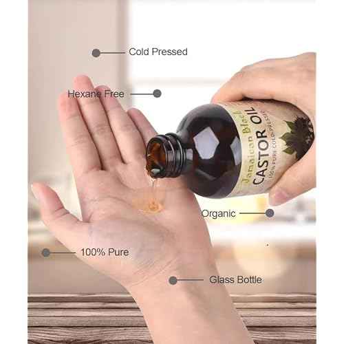 Jamaican Black Castor Oil, Organic Castor Oil Cold Pressed Unrefined Glass Bottle,Rich in Vitamin E, Omega Fatty Acids and Minerals Castor Oil for Face, Hair & Skin, Lashes & Brows, Nail Care 8OZ