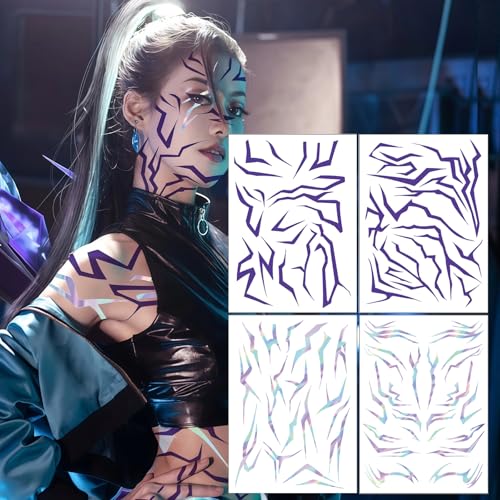 Purple Ombre Temporary Tattoos – 4 Pack Waterproof Body Art