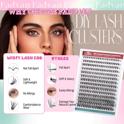 FADVAN Cluster Lashes 280pc 20D 8-16MM C Curl DIY Extensions