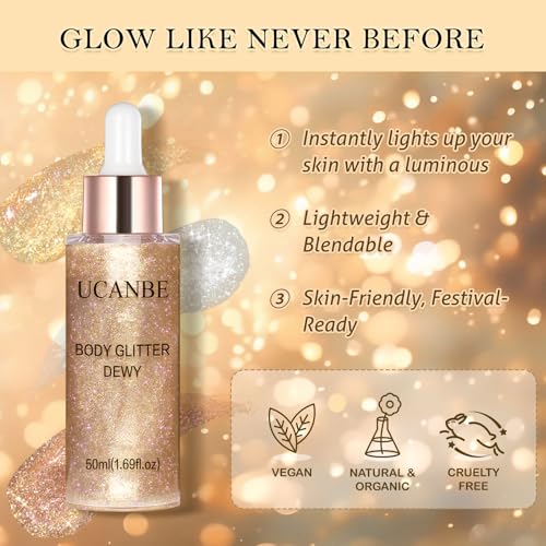 Liquid Glitter Highlighter Glow Drops Rose Gold