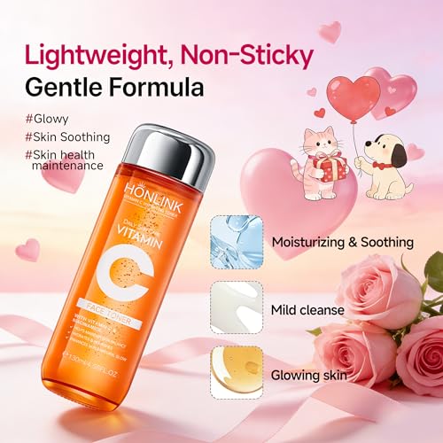 Vitamin C Hydrating Face Toner 130ml, Gentle Daily Toner with Niacinamide & Hyaluronic Acid, Alcohol-Free Skin Care for All Skin Types, Valentine¡¯s Day Gift for Her