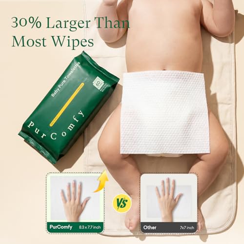 PurComfy Plant-Based Baby Dry Wipes, 4 Pack (240 Count)