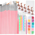 25-Piece Nail Art Tools Set with Brushes, Dotting Tools & Stands