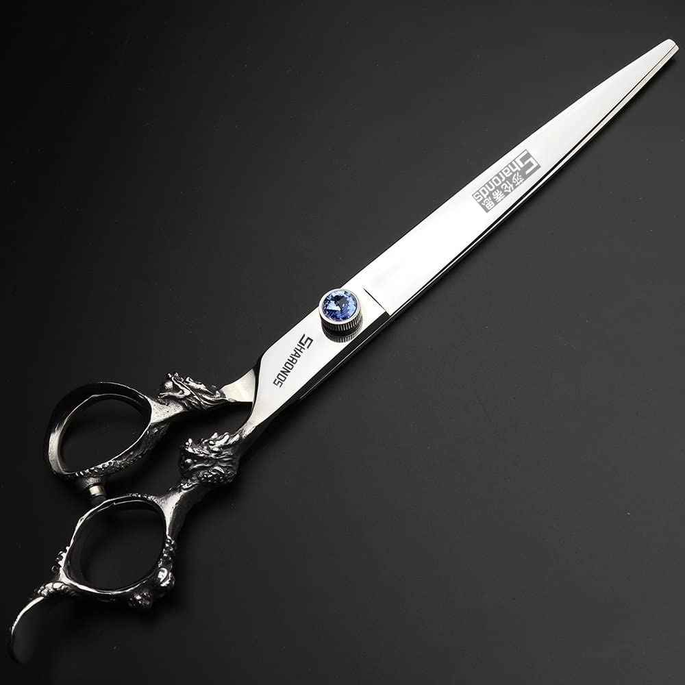 Professional Hairdressing Scissors 7/7.5/8 Inch Hairdressing Scissors Gold and Black Gold Dragon Scissors (9 Inch Flat Scissors)