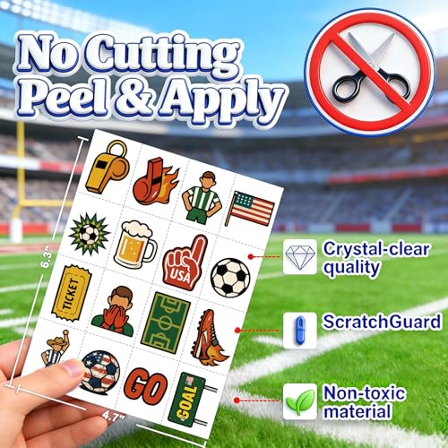 100-Piece Temporary Soccer Tattoo Set ? Premium Football Designs, Pre-Cut for Easy Application, Ideal for Party Supplies, Gifts, and Fan Events