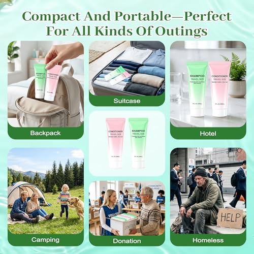 Kocpudu Travel Shampoo & Conditioner Set 30ml Pack of 10 - Bulk Travel Toiletries