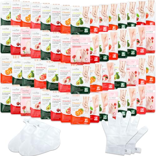 Hydrating Hand & Foot Mask Set (48 Pieces) - Moisturizing Spa Gift Kit
