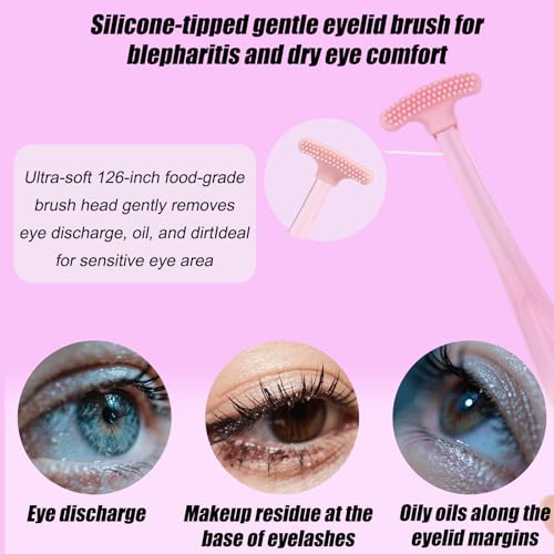 Eyelid Cleaning Brushes - 4pc Silicone Set with Cotton Swabs
