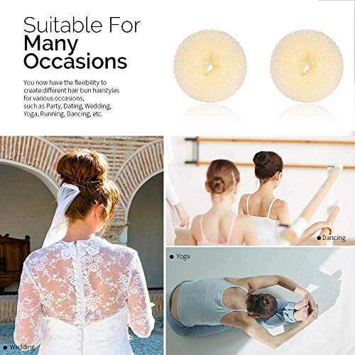 Medium Hair Bun Maker Set - 2pcs Donut Hair Styling Kit Brown