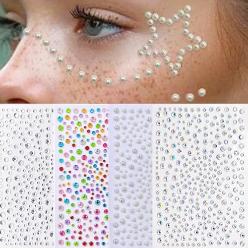 Rhinestone Face Gems 4-Pack - Self-Adhesive Festival Eye Jewels