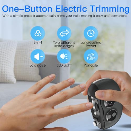 Electric Nail Clipper 3-in-1 with Magnifier & Polishing