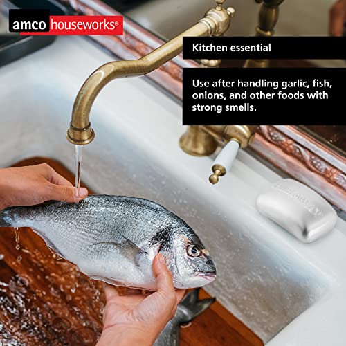 Amco Rub Away Bar, Stainless Steel Odor Absorber (3.1" x .7") - Dishwasher Safe Kitchen & Outdoor Essential for Garlic, Onion, Fishing, Hiking Odors - Natural Odor Remover (Mini Size)