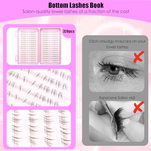 Bottom Lash Clusters Natural Wispy Clear Band J Curl 4-8mm