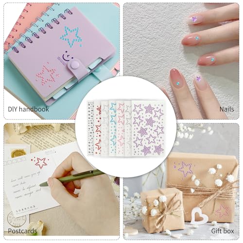 7-Pack Self-Adhesive Star Face Gems with Tweezers