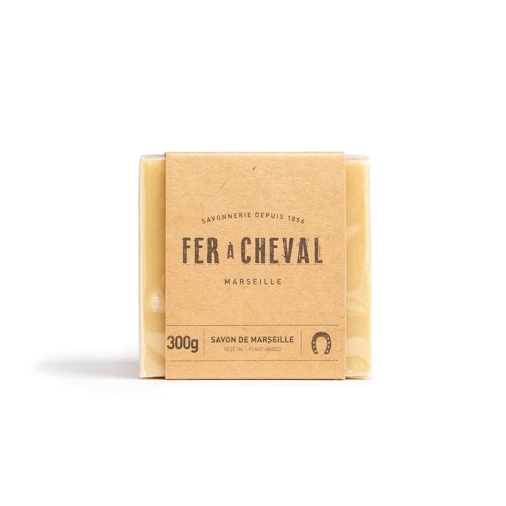 Fer à Cheval Vegetal Savon De Marseille Soap Bar, Natural Hypoallergenic Plant-Based Marseille Soap Cube, Authentic All-Purpose Soap, 300g/10.58oz