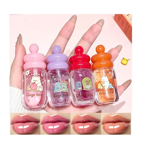 4-Piece Fruit Flavored Lip Gloss Oil Set | Hydrating Honey Pot