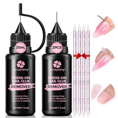 C-Pinpoint Luckyfairy Nail Glue Remover 20ml x 2pcs - Precise & Gentle, Acetone-Free
