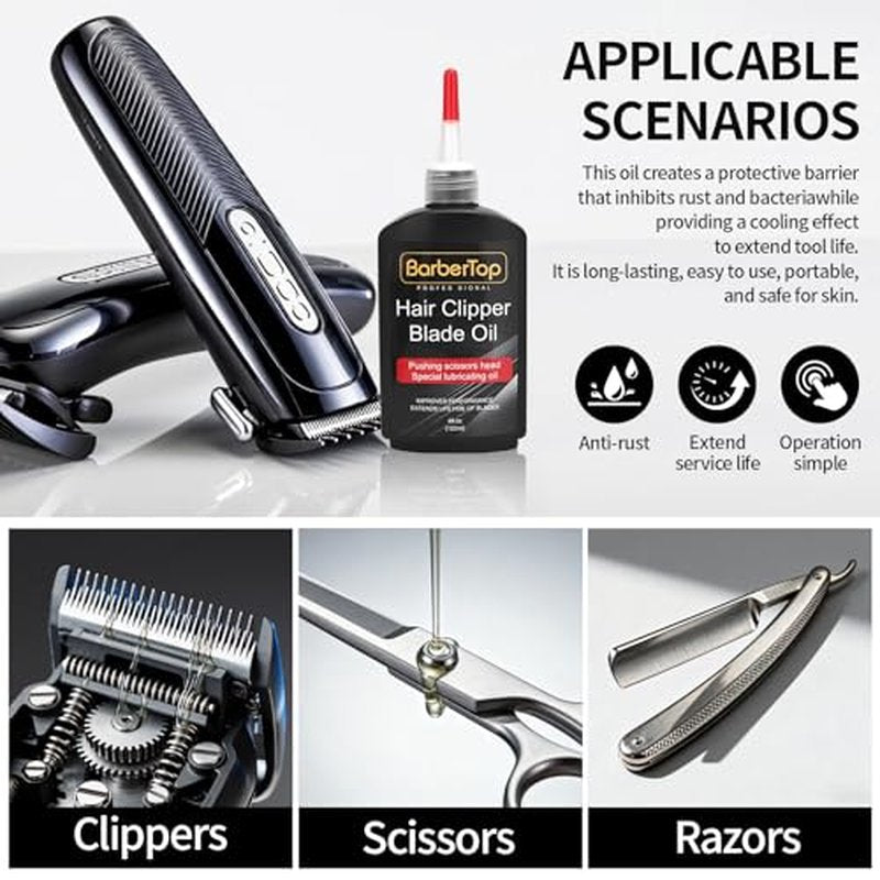 BarberTop Hair Clipper Oil Set with Brush and Dip Box