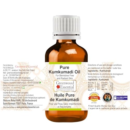 Greenwood Essential Kumkumadi Face Oil (Tailam) | Traditionally Extracted | Pure | Saffron-Enriched | Non-Sticky | Lightweight | Ancient Ayurvedic Blend | For All Skin Types | Unisex | 50ml (1.69 oz)