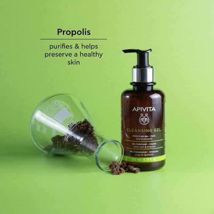APIVITA Cleansing Gel | Purifying & Oil-Balancing Gel for Face with Lime & Propolis, 200 mL / 6.67 oz