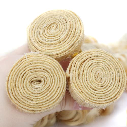 Fridnae 3 Bundles Deep Wave Ombre Human Hair, Honey Blonde Mix