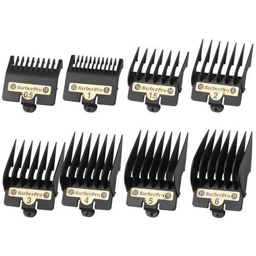 COSYONALL Clipper Replacement Guards for BabylissPRO Clippers Barberology FX870, FX880, FX825, and FX673 Clippers£¬Cutting Lengths 1/16¡±-3/4 ¡±,Black 8 Pack
