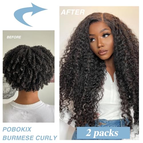 Burmese Curly Clip-In Hair Extensions 20" 120g #1B Natural Black
