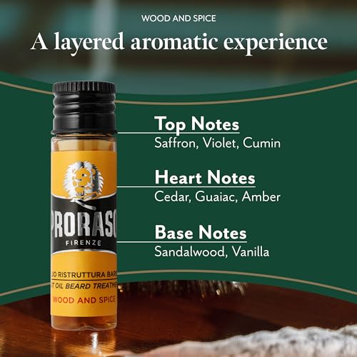 Proraso Hot Oil Treatment for Beards - Beard Oil for Dry Hair - Conditions and Repairs Damaged Facial Hair - Four 0.6oz Treatments
