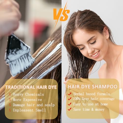 Black Hair Dye Shampoo 3-in-1 for Gray Coverage 16.9oz