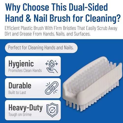 Dual Sided Hand & Nail Brush - White, 3.5 Inches, BPA-Free, Kitchen & Personal Care