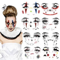 8 Pcs Horror Halloween Face Makeup Tattoos Stickers Clown Spider Web Undead Spirit Vampire Eyeshadow Temporary Sticker Scary Fake Freckles Face Tattoos for Day of Dead Carnival Party Decoration