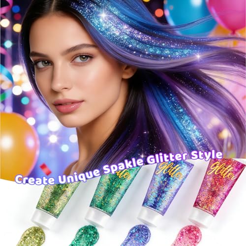 CHASPA Rave Festival Body Glitter Gel 4-Pack - Color Changing Shimmer