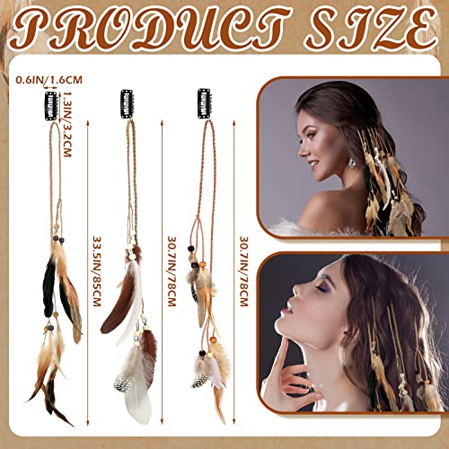 12 Pcs Feather Hair Clips with Comb - Boho Braided Beads