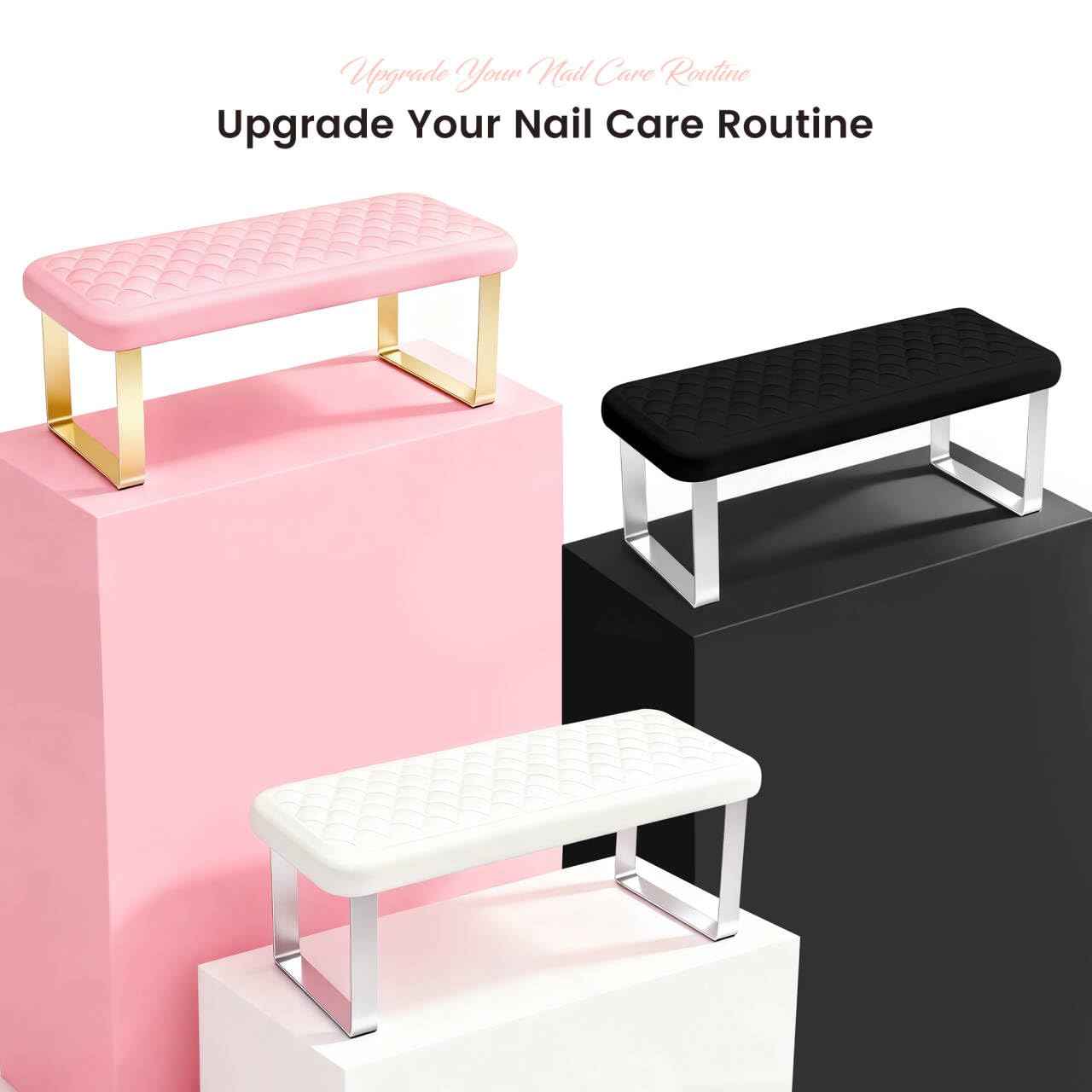 AIKYA Luxury Manicure Hand Rest for Nails Tech - Erasable Nail Arm Rest with Comfort Memory Foam, High Rebond & Non-Slip Aluminum Alloy Base-Black