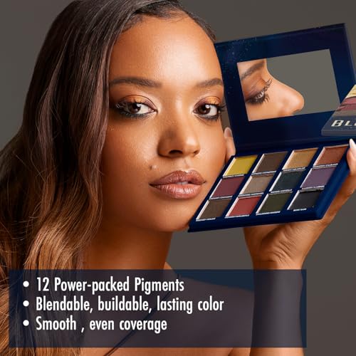 Black Radiance Brilliant Effects Eye Shadow Palette, 12 Intense Ultra Pigmented Powder, Buildable & Blendable Versatile Matte to Shimmer Finishes, Cruelty-Free & Vegan - Midnight Magic