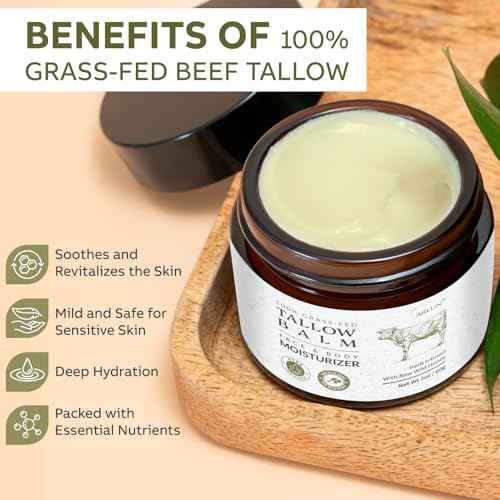 Beef Tallow for Skin, Beef Tallow and Honey Balm, Tallow Face Moisturizer Nourishes and Hydrates the Skin, Grass Fed Balm Enriched with Raw Wild Honey 60g