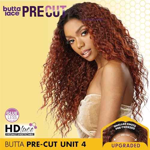 Sensationnel Butta Lace Precut Wigs - Unit 4 Glueless Extra Wide 5 Inch Deep Parting Synthetic Pre Tweezed Smaller Knot Hairline (COPPERRED)