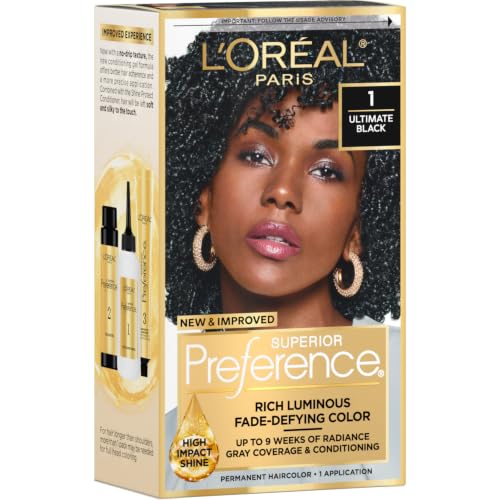 L'Oreal Paris Superior Preference Permanent Hair Color Kit - Ultimate Black 1 (Pack of 1)