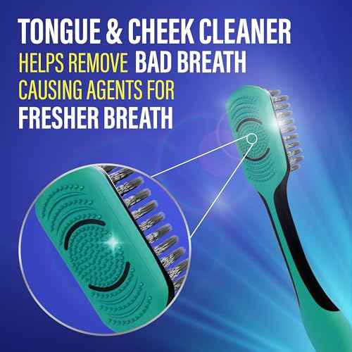 GuruNanda Gentle Giant Charcoal Toothbrush - Dual Action Flossing Spiral Bristles, Non-Slip Ergo Dexa Grip Handle, Helps in Teeth Whitening, BPA Free, 2ct
