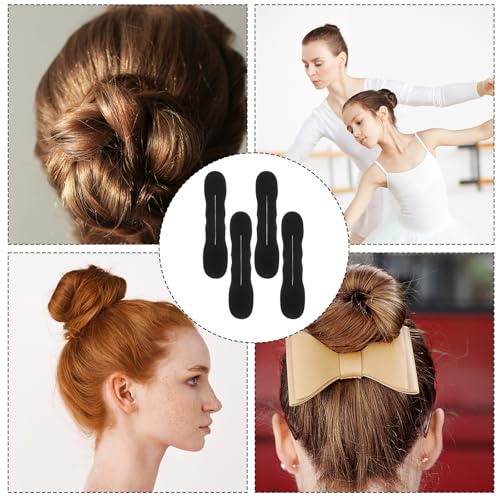 Black Hair Bun Maker Set with Non-Slip Foam Curler & Ties - Reusable Styling Accessories
