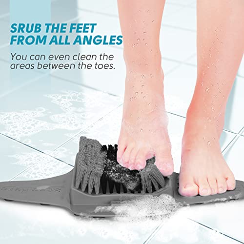 BESKAR Shower Foot Scrubber Mat with Built-In Pumice Stone & Suction Cups