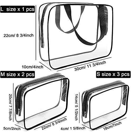 TSA Approved Clear Makeup Bags Set 6 Pcs Cosmetic Travel Organizer