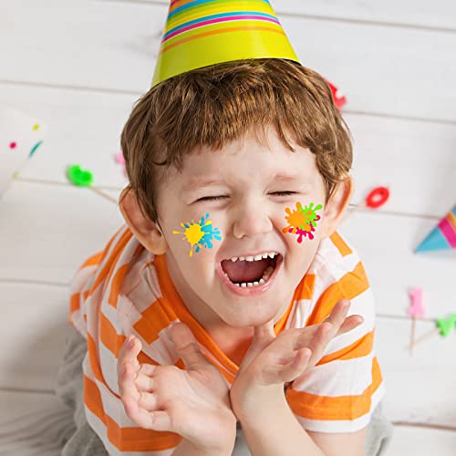 Maitys 144 Pieces Paint Party Splash Temporary Tattoos Artist Paint Tattoos Stickers for Art Party Favors Creative Slime Birthday Decoration Supplies Apparel Accessories